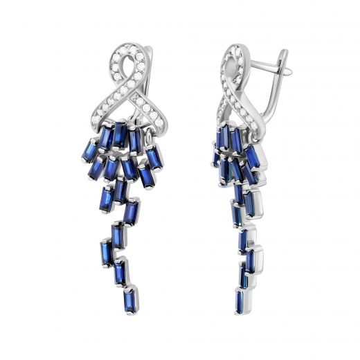 Earrings with diamonds and sapphires in white gold 1-209 583