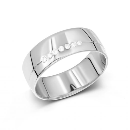 Ring with diamonds in white gold 1К955-0101