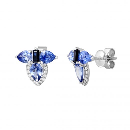 Earrings with diamonds and sapphires in white gold 1C956-0137
