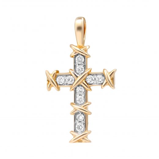 Cross with a diamond in rose gold 1П464-0005