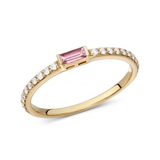 Каблучка з рожевим сапфіром та діамантами у рожевому золоті 1-209 298