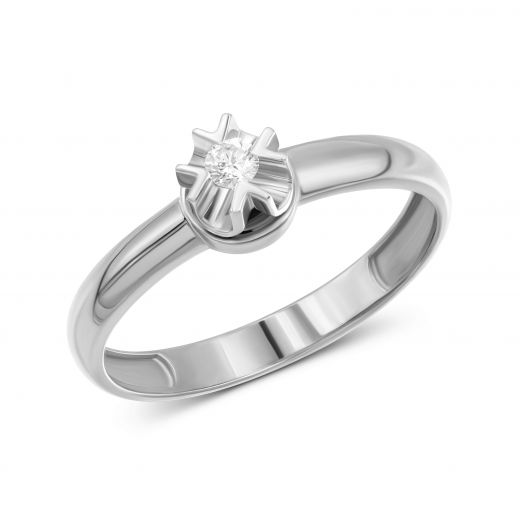 Ring with diamond in white gold 1К955-0004