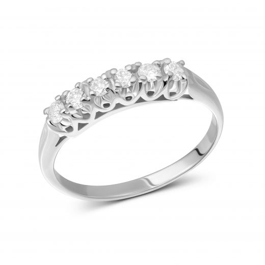 Ring with diamonds in white gold 1К955-0009