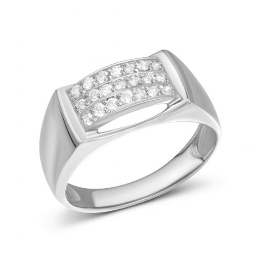 Ring with diamonds in white gold 1К955-0011