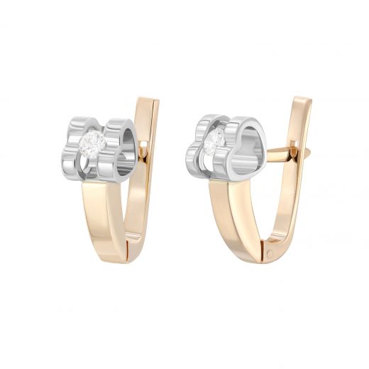 Сережки з діамантами у комбінації білого та рожевого золота 1С955-0015
