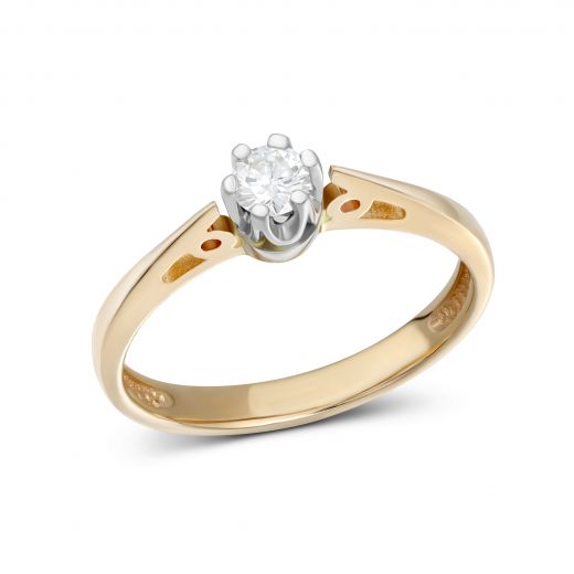 Кольцо с бриллиантом в сочетании белого и розового золота 1К955-0066