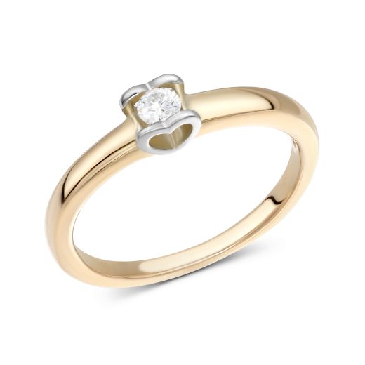 Ring with a diamond in a combination of white and rose gold 1K955-0070