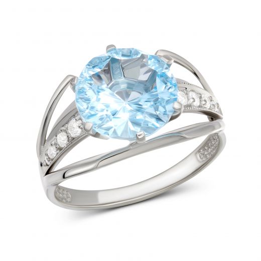 Ring with diamonds and topaz 1-209 562