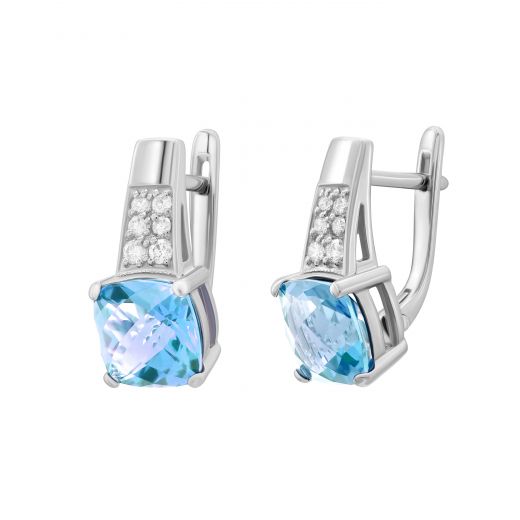 Earrings with diamonds and topazes in white gold 1С955-0036