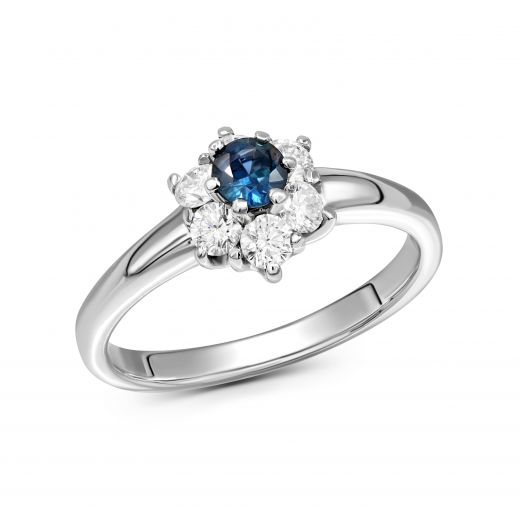 Diamond and sapphire ring in white gold 1-209 667