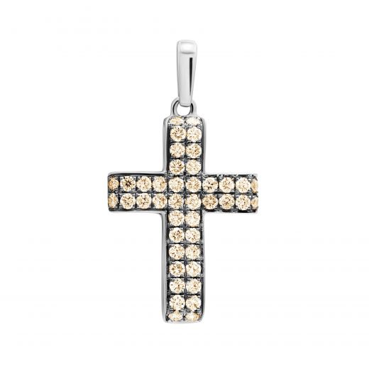Cross with diamonds near white gold 1П759-0219