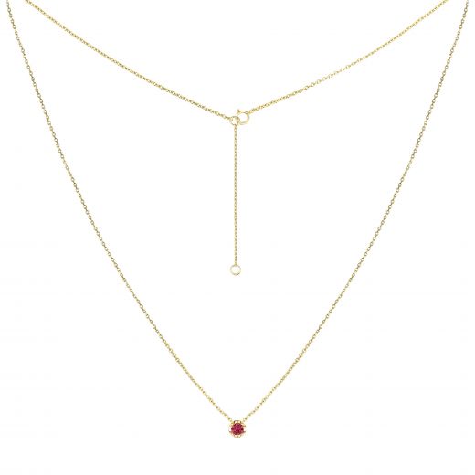 Necklace with ruby ​​and yellow gold 1Л034ДК-1676