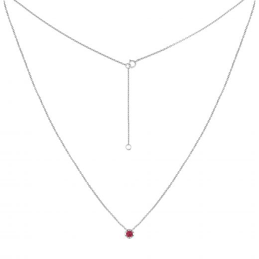 Necklace with ruby ​​and white gold 1L034DK-0174-5