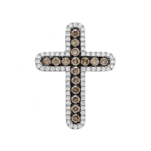 Cross with diamonds on white gold 1П759-0217