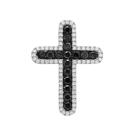Cross with diamonds on white gold 1П759-0217-1