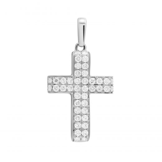 Хрест з діамантами у білому золоті 1П759-0219-4