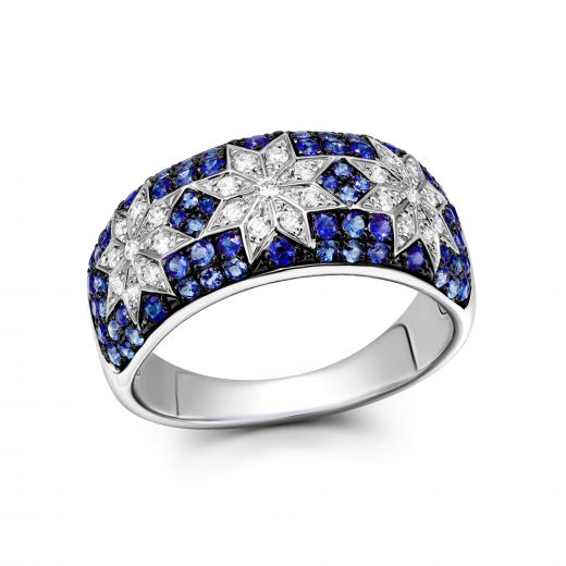 Ring with diamonds and sapphires 1К759-0247