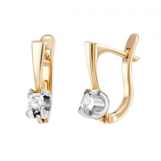 Earrings with diamonds in a combination of white and rose gold 1С464ДК-0061