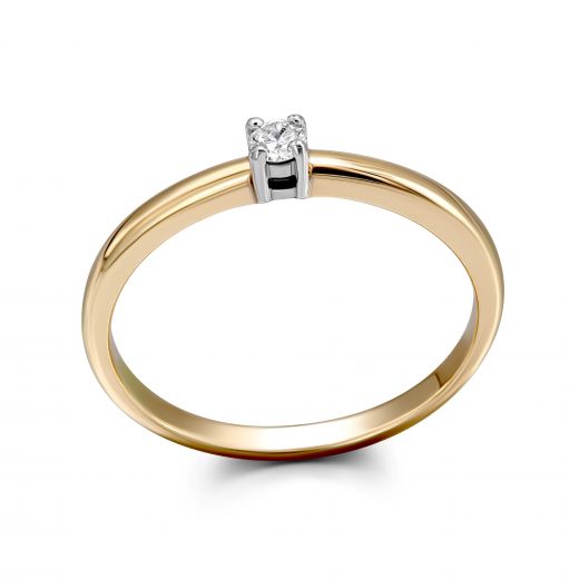 Ring with a diamond in a combination of white and rose gold 1К464-0016