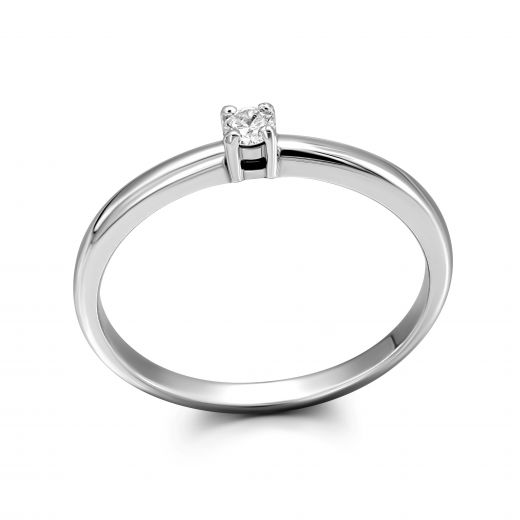 Ring with a diamond in white gold В464:ЭД-и12109