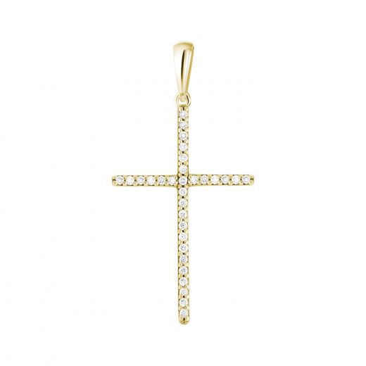 Cross with diamonds near ivory gold 1P377-0001-1
