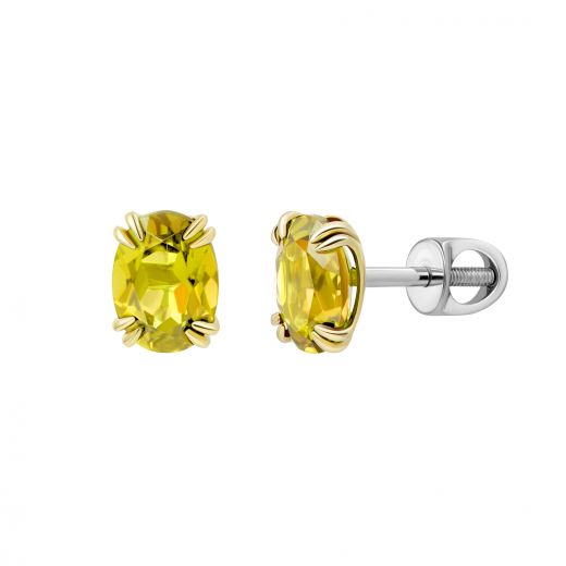 Heliodor earrings in a combination of white and yellow gold 1-210 638