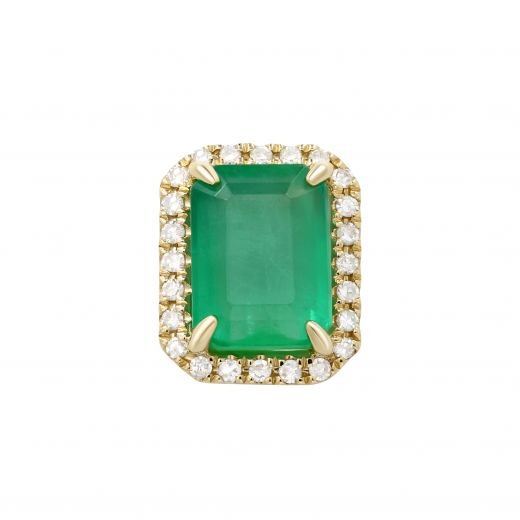 Diamond and emerald pendant in yellow gold 1П034ДК-0582