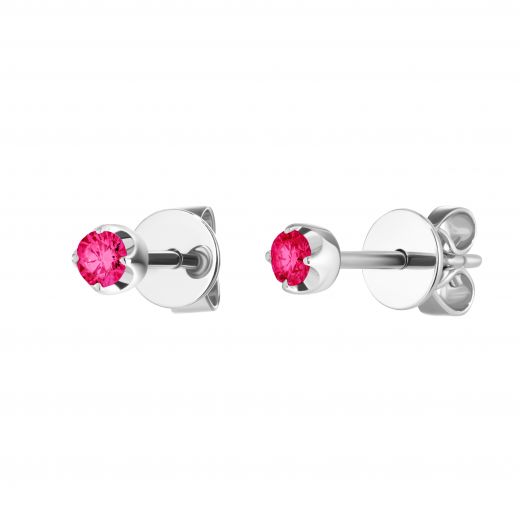 Earrings with rubies in white gold 1С034ДК-1391