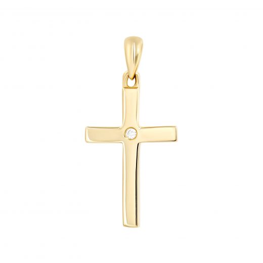 Cross with a diamond in yellow gold 1P955DK-0008