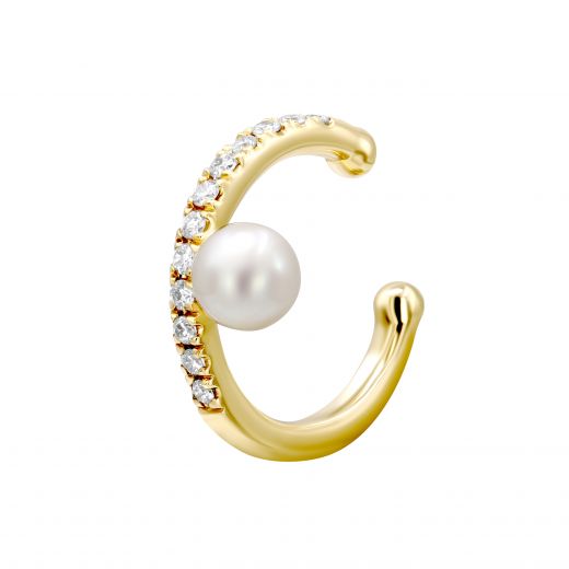 Diamond and pearl cuff in yellow gold 1-242 537