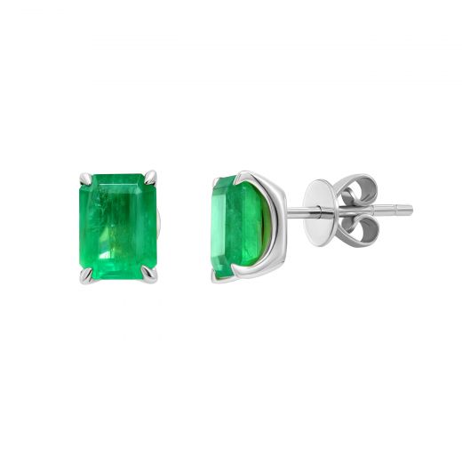 Earrings with emeralds in white gold 1C034DK-1739