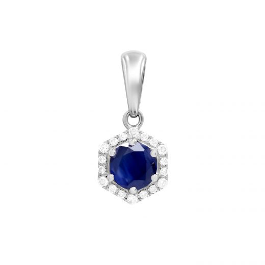 Pendant with diamonds and sapphires in white gold 1П034ДК-0585
