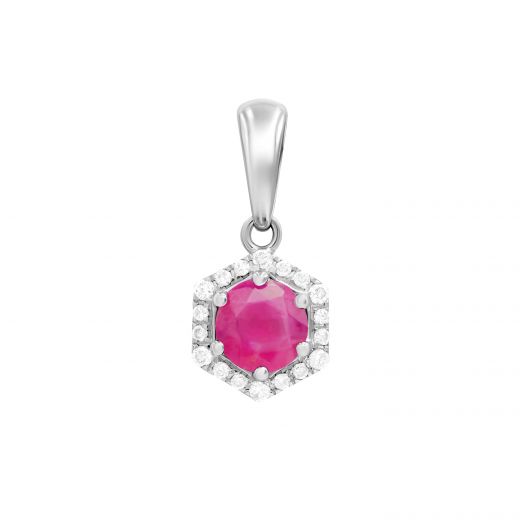 Diamond and ruby pendant in white gold 1П034ДК-0587