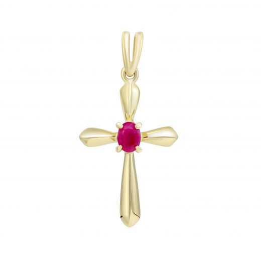 Cross with a ruby in yellow gold 1П034ДК-0603