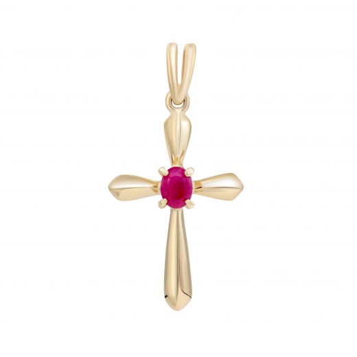 Cross with a ruby in rose gold 1П034ДК-0607