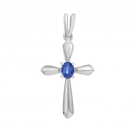 Cross with sapphire in white gold 1П034ДК-0601