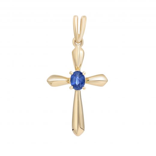 Cross with sapphire in rose gold 1П034ДК-0605