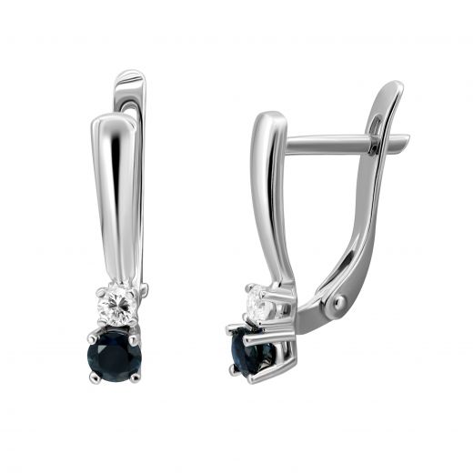 Earrings with diamonds and sapphires in white gold 1-243 034