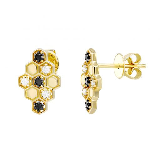 Earrings with diamonds in yellow gold 1C034-1497