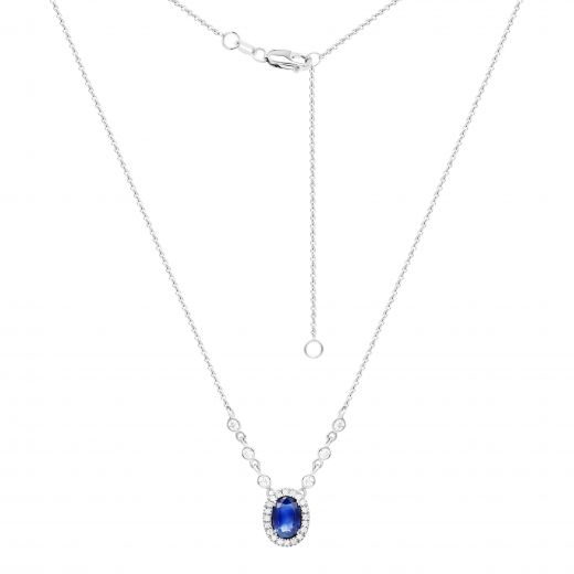 Necklace with sapphire and diamonds in white gold 1L551-0038
