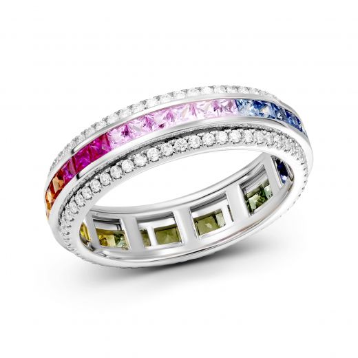 Ring-transformer, with a link of multi-sapphire, rotating on the axis 1К551-0601