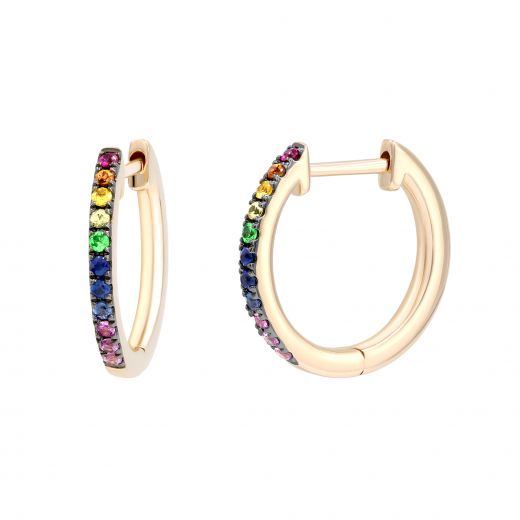 Earrings with multi-sapphire in rose gold 1С551-0456