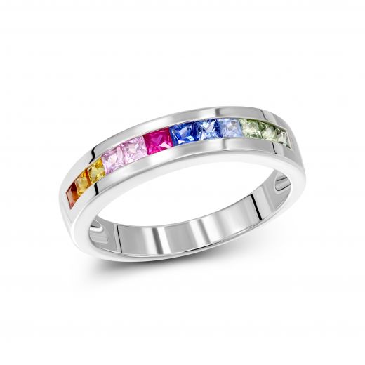 Ring with multi-sapphire in white gold 1К551-0598