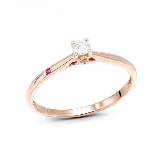 Ring with diamond and ruby in rose gold 1K034DK-1711