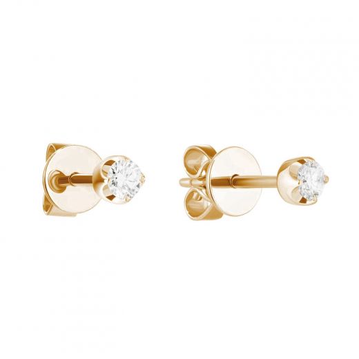 Earrings with diamonds in rose gold 1С034ДК-1727