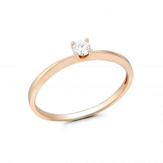 Ring with a diamond in rose gold 1К034ДК-1721