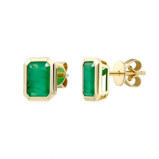 Earrings with emeralds in yellow gold 1С034ДК-1398