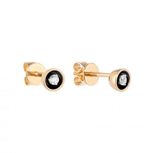 Earrings with diamonds in rose gold 1-211 133
