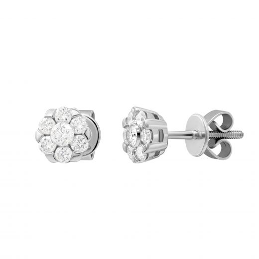 Earrings with diamonds in white gold 1С193-0033