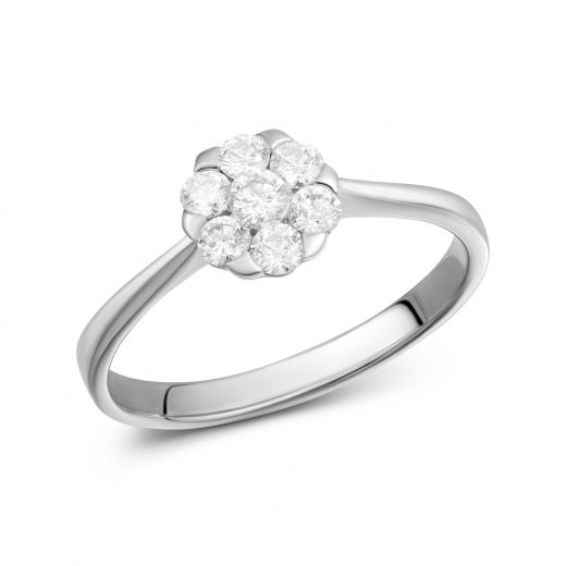 Ring with diamonds in white gold 1К193-0708